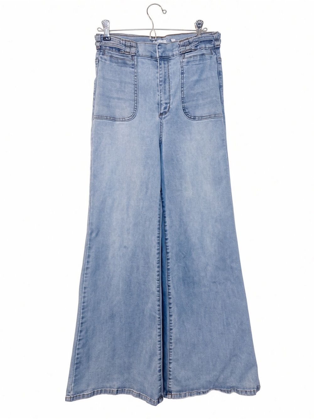 A Loves A Light Wash High Rise Wide Leg Jeans Size 26 Lattice Belt Flare
